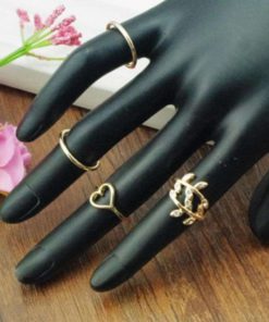 Meily(Tm) Fashion Gold Plated Leaf Heart Joint Knuckle Nail Ring Set Of Four .. - $9.95