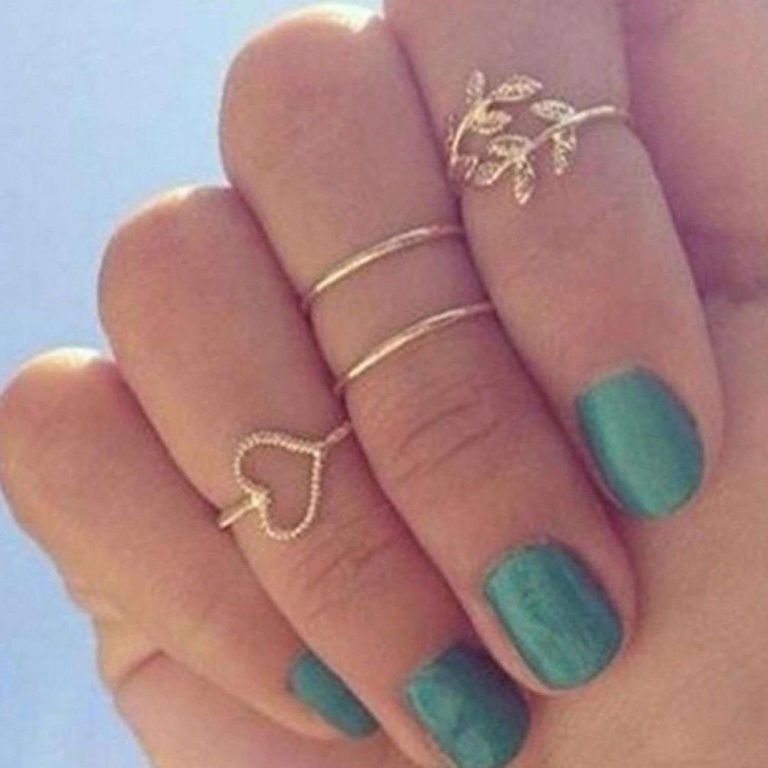 Meily(Tm) Fashion Gold Plated Leaf Heart Joint Knuckle Nail Ring Set Of Four .. - $9.95