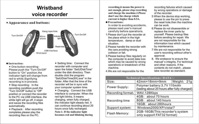 Digital Voice Recorder Outdoor Portable Rechargable Wristband Voice Recorder .. - $34.95