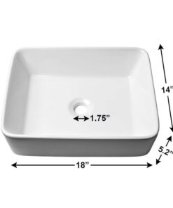 Gothobby Rectangle Ceramic Bathroom Vessel Sink Basin Faucet Without Overflow - $65.95