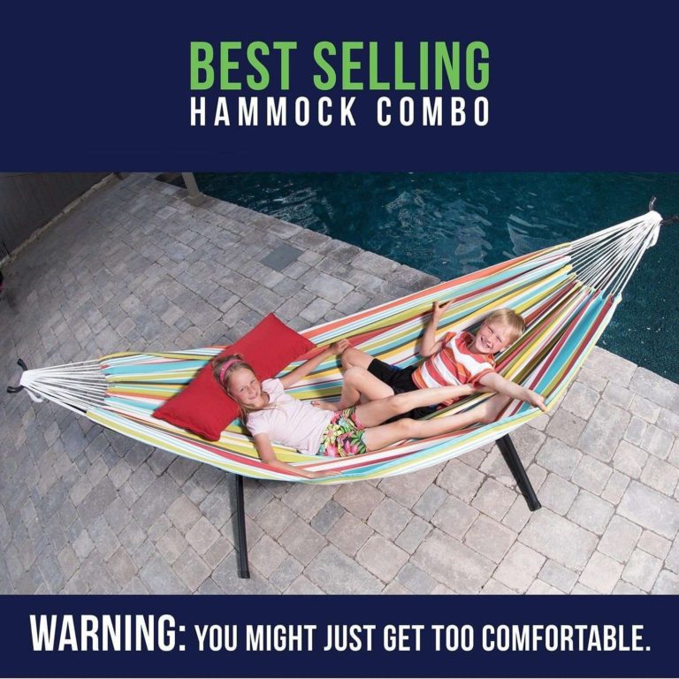 Vivere Double Hammock With Space Saving Steel Stand Salsa - $128.95