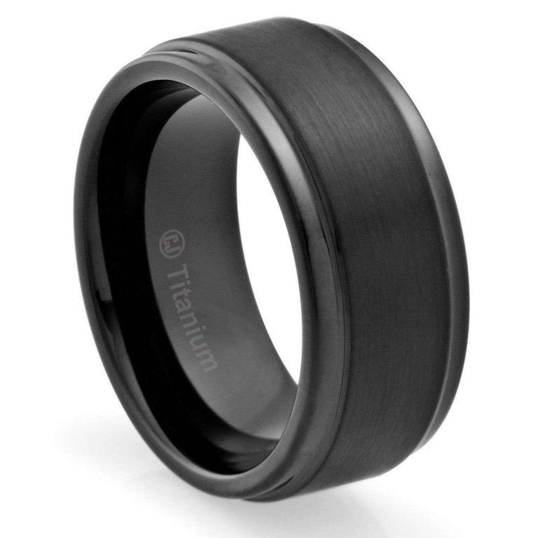 10Mm Comfort Fit Titanium Wedding Band | Black Enagement Ring With Brushed To.. - $16.95