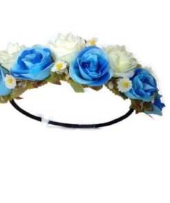 Rose Flower Crown Circlet Tiara Handmade Headband:A1 (Blue) Blue - $24.95