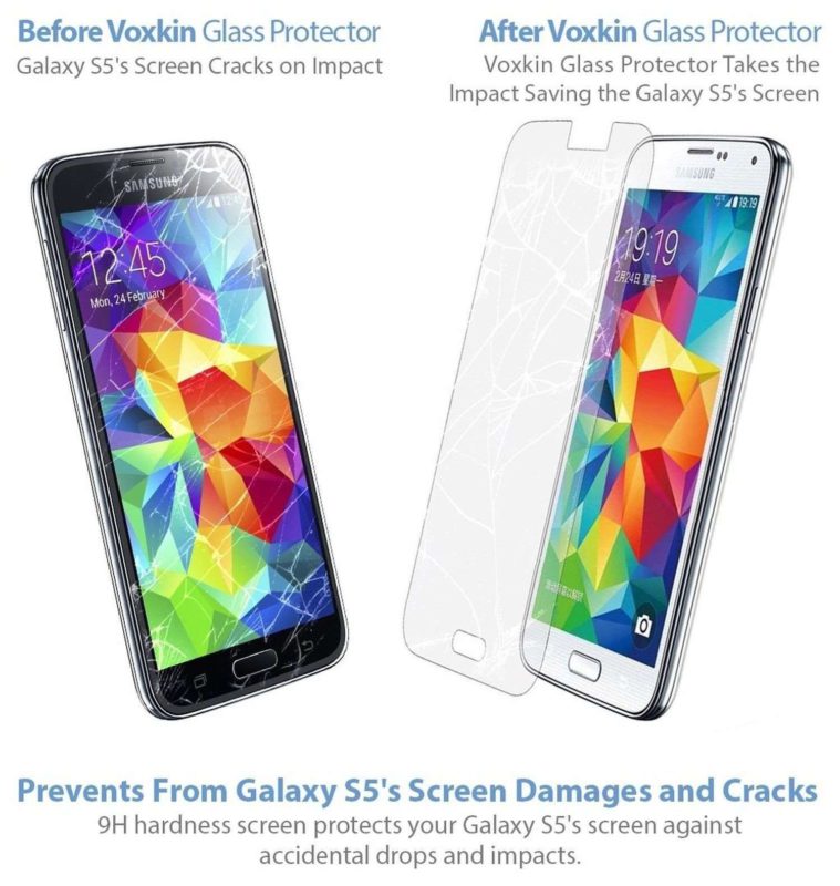 Samsung Galaxy S5 Glass Screen Protector By Voxkin - Guard Shield & Protect Y.. - $14.95