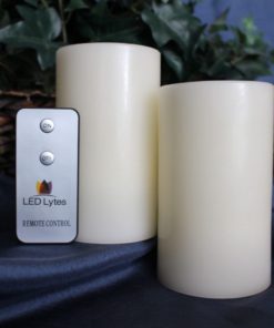 Led Lytes Flameless Candles Battery Operated Pillars W/Remote Set Of 2 Ivory .. - $20.95