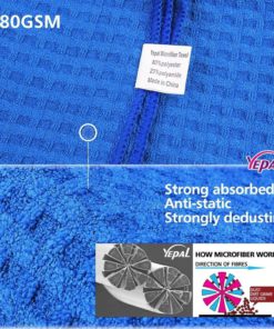Yepal 380Gsm Superior Microfiber Drying Towel Microfiber Cleaning Towel Blue .. - $14.95