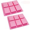 HOSL Set Of 2 Plain Basic Rectangle Silicone Mould 6 Cavities For Homemade Craft Soap Mold Cake Mold Ice Cube Tray - $14.95