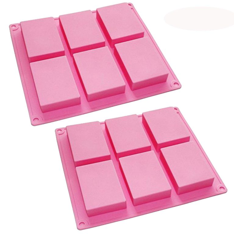 HOSL Set Of 2 Plain Basic Rectangle Silicone Mould 6 Cavities For Homemade Craft Soap Mold Cake Mold Ice Cube Tray - $13.95