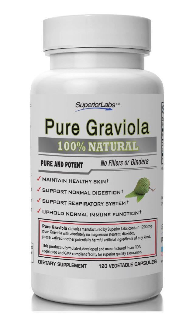 Superior Labs – Pure Natural Graviola NonGMO – 1,200mg, 120 Vegetable Caps– Natural Dietary Soursop Supplement – Healthy Skin & Helps Promotes Cell Growth –... - $25.95