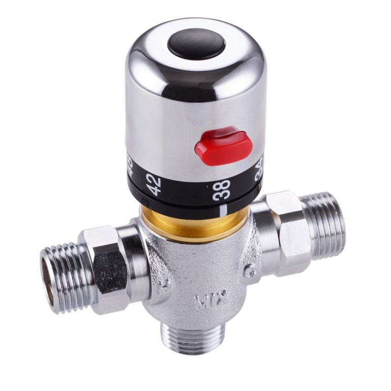 KES ML100 SOLID BRASS 3-Way Thermostatic Mixing Valve G 1/2 Male Connections, 68-119 ¨H Stepless Adjustment - $43.95