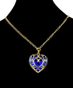 HiRudolph 1 X The Legend of Zelda Skyward Sword Blue Heart Pierced Necklace Anime Costume Blue - $14.95