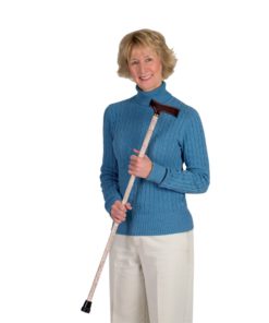 Duro-Med Designer Folding Walking Cane, Adjustable with Wood Handle Beige Floral - $18.95