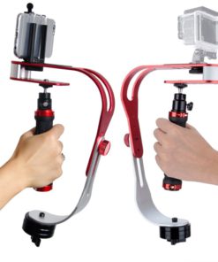 AFUNTA Pro Handheld Video DSLR Camera Stabilizer Steady Compatible GoPro Cannon Nikon Sony Camera Cam Camcorder DV Smartphone up to 2.1 lbs with Smooth Pro Steady Glide -Red/Silver/Black - $37.95