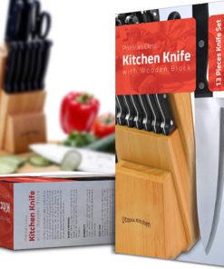 Knife Set with Wooden Block 13 Piece - Chef Knife, Bread Knife, Carving Knife, Utility Knife, Paring Knife, Steak Knife, and Scissors 1 - $37.95