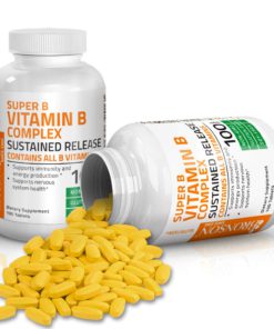 Super B Vitamin B Complex Sustained Slow Release (Vitamin B1, B2, B3, B6, B9 - Folic Acid, B12) Contains All B Vitamins - Vitamin B Complex Supplement for Stress, Energy and Immune System, 100 Tablets 100 Count - $20.95