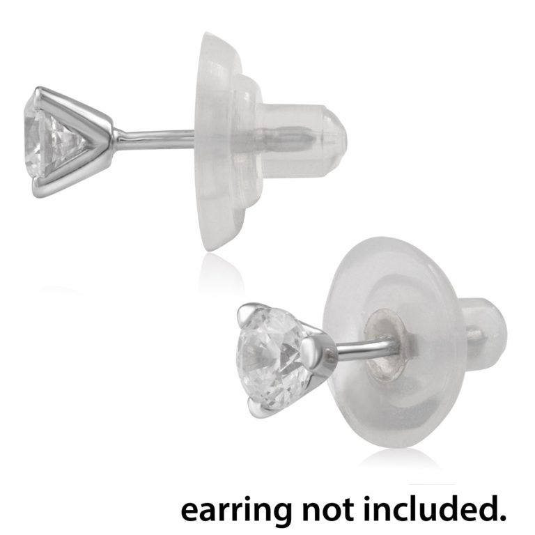 Universal EZback Earring Backs Soft Clear Silicone and Sterling Silver Large 1 Pair Large - 1 Pair - $14.95