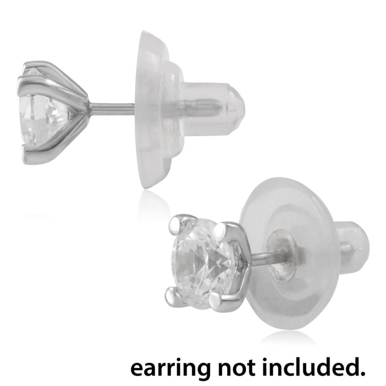 Universal EZback Earring Backs Soft Clear Silicone and Sterling Silver Large 1 Pair Large - 1 Pair - $14.95
