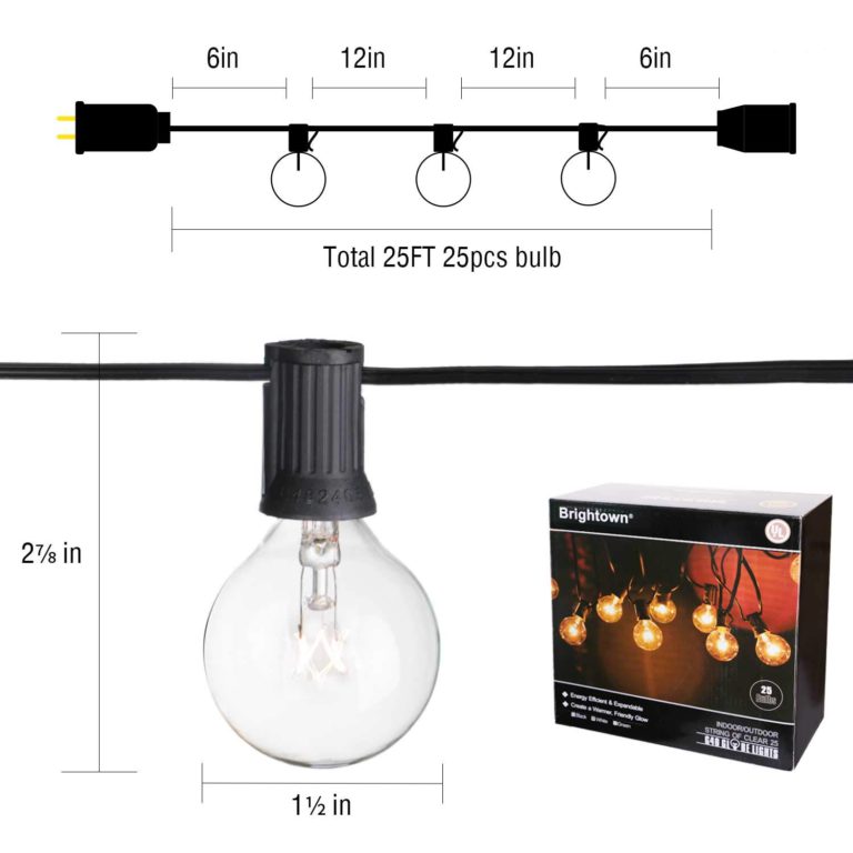 25Ft G40 Globe String Lights with Clear Bulbs,UL listed Backyard Patio Lights,Hanging Indoor/Outdoor String Lights for Bistro Pergola Deckyard Tents Market Cafe Gazebo Porch Letters Party Decor, Black 25 ft - $21.95