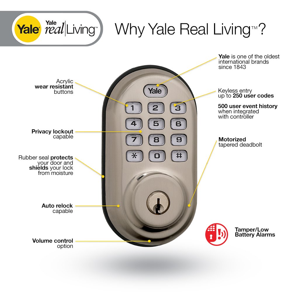 Yale Real Living Electronic Push Button Deadbolt Fully Motorized With Zwave Technology Swiftsly