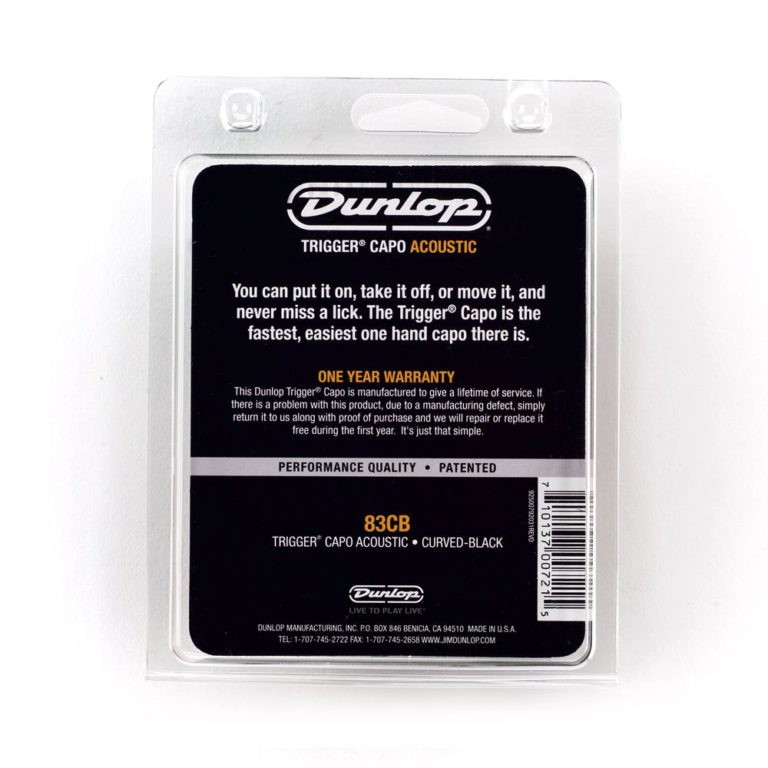 Dunlop Acoustic Trigger, Curved, Black Guitar Capo (83CB) - $14.95