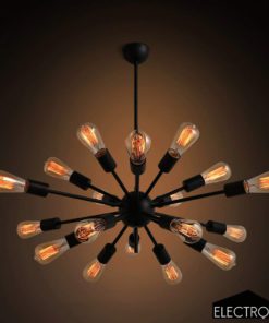 Electro_BP; Vintage Metal Sputnik Large Chandelier Edison Light Fixture Industrial Starburst Lighting with 18-Lights Black Paint Finished 18 Lights - $84.95