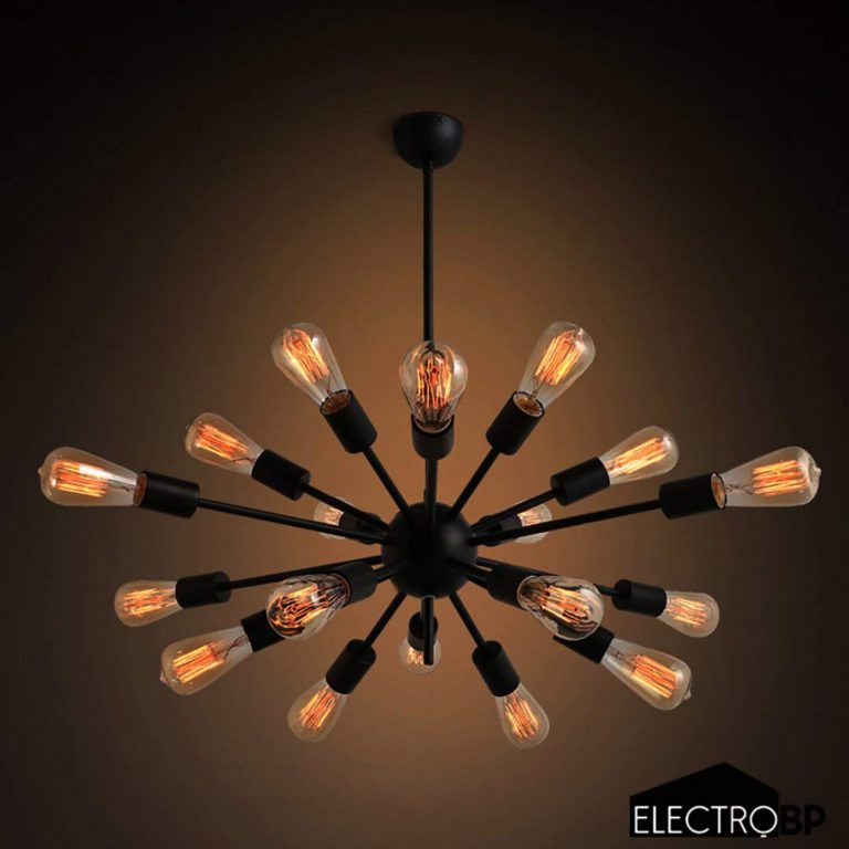 Electro_BP; Vintage Metal Sputnik Large Chandelier Edison Light Fixture Industrial Starburst Lighting with 18-Lights Black Paint Finished 18 Lights - $84.95