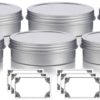 4 oz Metal Steel Tin Flat Container with Tight Sealed Twist Screwtop Cover (6 pack) + Labels - $30.95
