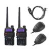 BaoFeng 2 Pack Uv-5Rtp Tri-Power 8/4/1W Two-Way Radio Transceiver (Uv-5R Upgraded Version with Tri-Power), Dual Band 136-174/400-520MHz True 8W High Power + 1 Programming Cable + 2 Remote Speakers - $10.95