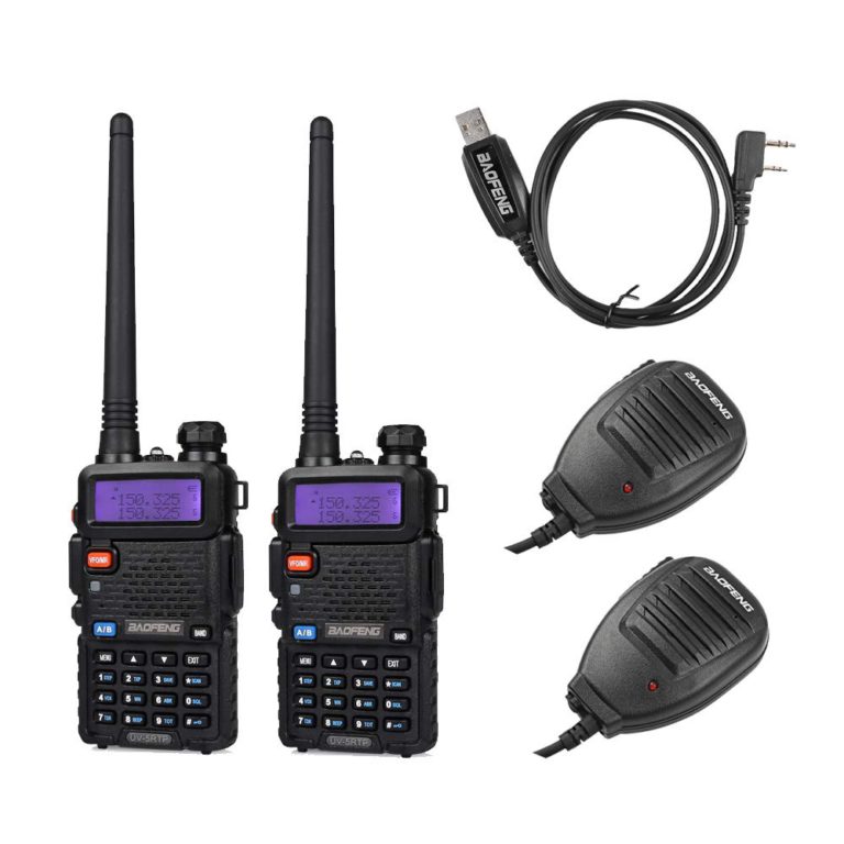 BaoFeng 2 Pack Uv-5Rtp Tri-Power 8/4/1W Two-Way Radio Transceiver (Uv-5R Upgraded Version with Tri-Power), Dual Band 136-174/400-520MHz True 8W High Power + 1 Programming Cable + 2 Remote Speakers - $178.95
