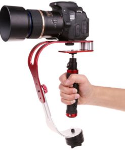 AFUNTA Pro Handheld Video DSLR Camera Stabilizer Steady Compatible GoPro Cannon Nikon Sony Camera Cam Camcorder DV Smartphone up to 2.1 lbs with Smooth Pro Steady Glide -Red/Silver/Black - $37.95