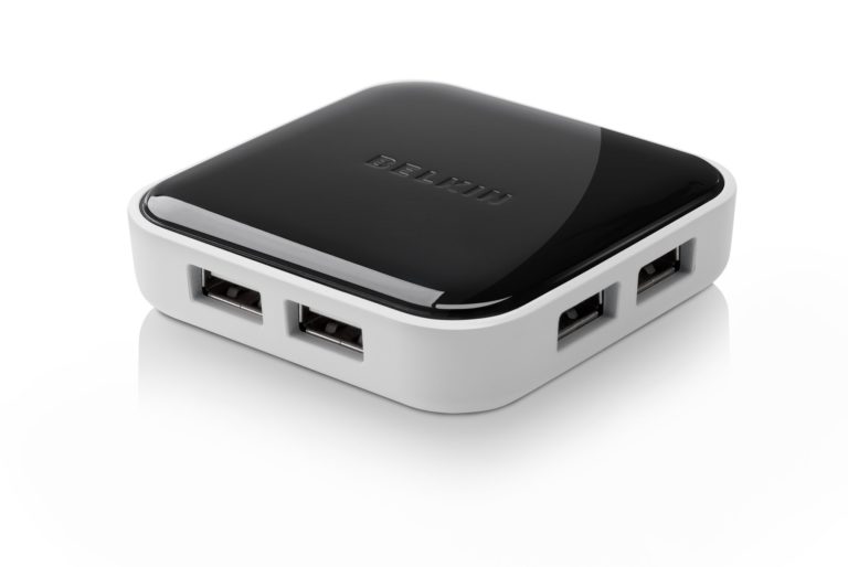 Belkin 7-Port Plug-and-Play Powered Desktop Hub with USB-A Ports 7-Port Desktop Black and White - $24.95