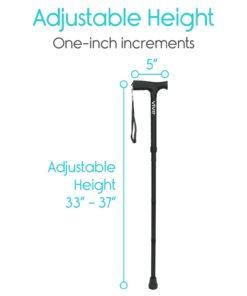 Vive Folding Cane - Foldable Walking Cane for Men, Women - Fold-up, Collapsible, Lightweight, Adjustable, Portable Hand Walking Stick - Balancing Mobility Aid - Sleek, Comfortable... Black - $22.95