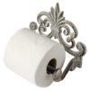 Comfify Fleur De Lis Cast Iron Toilet Paper Roll Holder - Cast Iron Wall Mounted Toilet Tissue Holder - European Vintage Design - 6.75" x 6.25" x 4.25” - with Screws and Anchors (Antique White) Antique White - $28.95