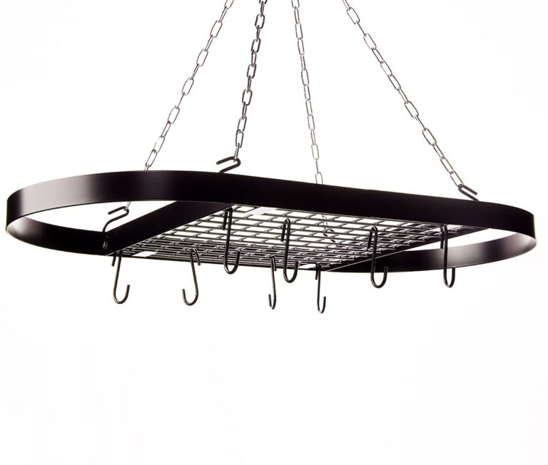 Kinetic Classicor Series Wrought-Iron Oval Pot Rack 12021 Black with Silver Rack - $43.95