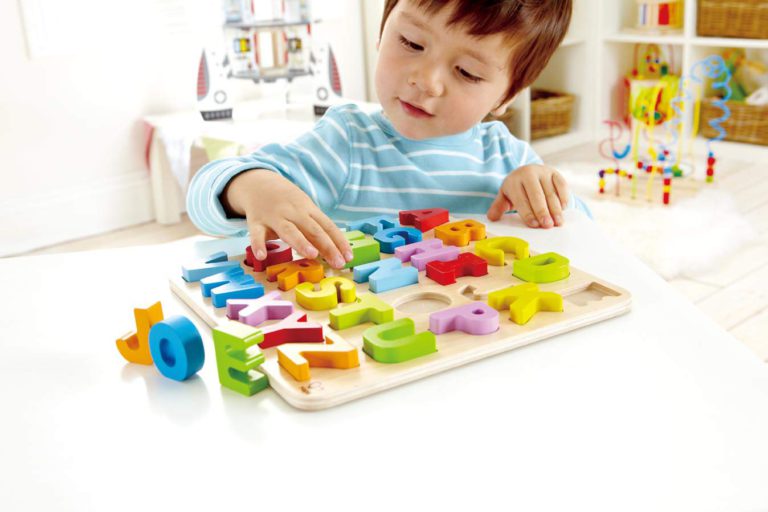 Hape Alphabet Blocks Learning Puzzle | Wooden ABC Letters Colorful Educational Puzzle Toy Board for Toddlers and Kids, Multi-Colored Jigsaw Blocks Old Style - $23.95