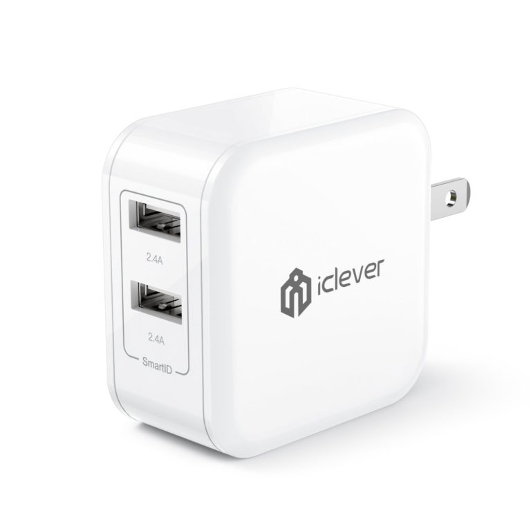 iClever USB Wall Charger, BoostCube 24W Dual Port Charger with SmartID Technology and Foldable Plug, for iPhone Xs/XS Max/XR/X/8 Plus/8/7 Plus/7/6S/6 Plus, iPad Pro Air/Mini, Samsung S4/S5 and More White Standard Packaging - $16.95
