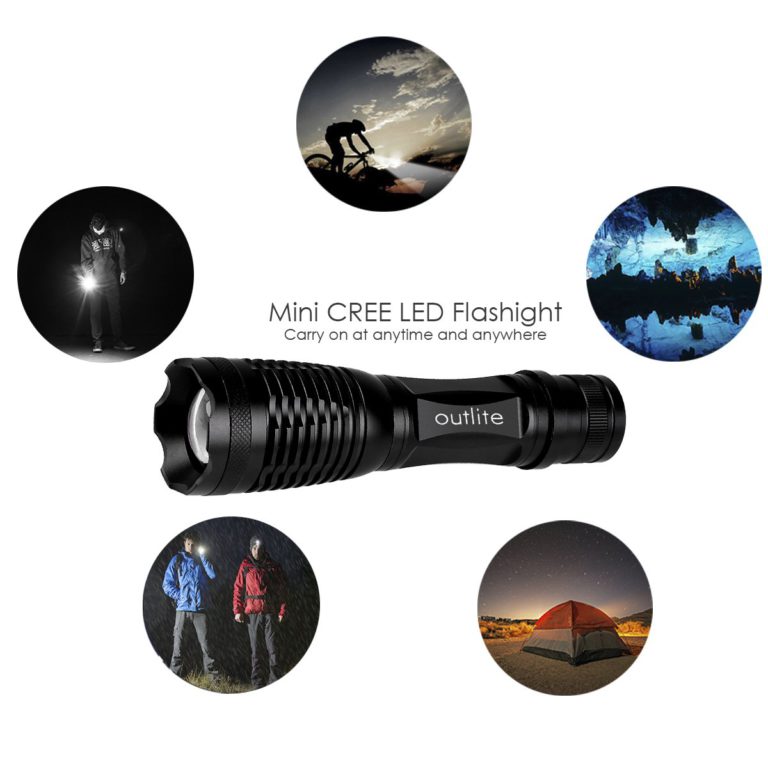 Tactical Flashlight Torch, Outlite E6 High-Powered LED Flash Light, Rechargeable Tac Light, Water Resistant Handheld Flashlight with Zoom Function and 5 Modes - $17.95