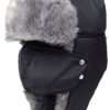 Odema Unisex Women Men Trooper Hat Ear Flap Bomber Hat Winter Fur Hunting Hat Black - $9.95
