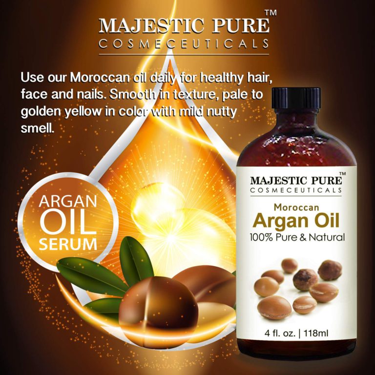 Majestic Pure Moroccan Argan Oil for Hair, Face, Nails, Beard & Cuticles - for Men and Women - 100% Natural & Organic, 4 fl. oz. - $20.95