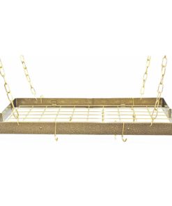 Rogar Hammered Steel Rectangular Pot Rack with Grid and Chrome Accessories 30-in. - $88.95