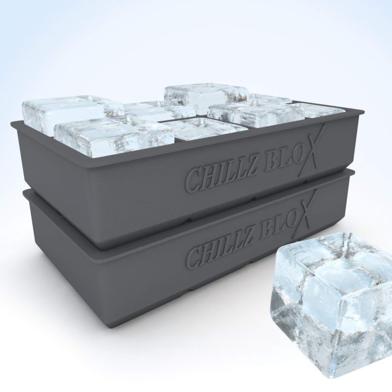 The Classic Kitchen Chillz Blox Large Ice Cube Tray Set for Whiskey - Silicone Ice Mold Maker - Molds 8 X 2 Inch Ice Cubes (2 Pack) - $21.95