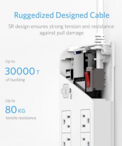 BESTEK 8-Outlet Surge Protector Power Strip with 4 USB Charging Ports and 6-Foot Heavy Duty Extension Cord, 600 Joules, FCC ETL Listed, White 6ft - 600 Joules - $31.95