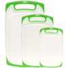 Dutis 3-Piece Dishwasher Safe Plastic Cutting Board Set with Non-Slip Feet and Drip Juice Groove, White with Lime Green - $11.95