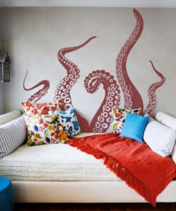 Tentacles Wall Decal Kraken Octopus Tentacles Wall Sticker Sea Animal Wall Decal Mural Home Art Decor Black Large - $41.95