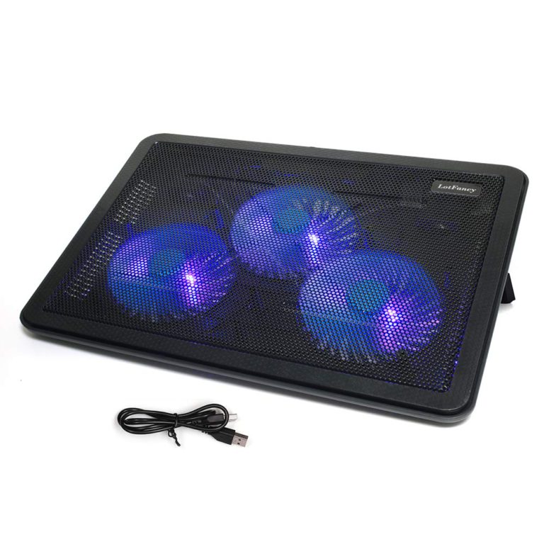 LotFancy Laptop Cooling Pad for 13-17 Notebook, Laptop Cooler with 3 LED Quiet Fans, 2 USB Ports, Adjustable Chill Mat for Gaming - $24.95