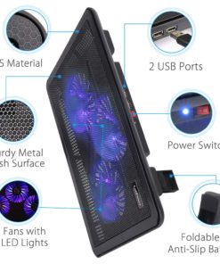 LotFancy Laptop Cooling Pad for 13-17 Notebook, Laptop Cooler with 3 LED Quiet Fans, 2 USB Ports, Adjustable Chill Mat for Gaming - $24.95