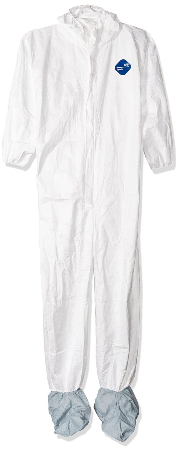 DuPont TY122S Disposable Elastic Wrist, Bootie & Hood White Tyvek Coverall Suit 1414, Large - $12.95