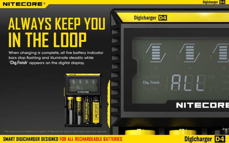Nitecore D4 smart battery Charger with LCD display For Li-ion, IMR, LiFePO4 26650 22650 18650 17670 18490 17500 18350 16340 RCR123 14500 10440 Ni-MH And Ni-Cd AA AAA AAAA C Rechargeable Batteries with 4 x EdisonBright Ni-MH rechargeable AA batteries bu... - $41.95