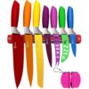 Chefcoo Kitchen Knife Set Plus Magnetic Strip and Sharpener One Cutlery Knives-Best Color Cooking Gadgets-Includes Cheese, Pizza, Paring, 14.5 x 10.9 x 1.5 inches Red, Yellow, Blue, Green, Pink - $139.95