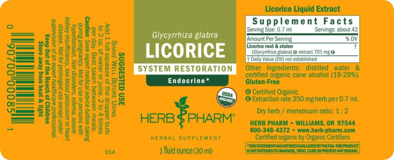 Herb Pharm Certified Organic Licorice Liquid Extract for Endocrine System Support - 1 Ounce - $17.95